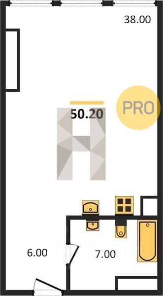 Апартаменты 51 м² — Neva towers, 2 башня, 39 этаж