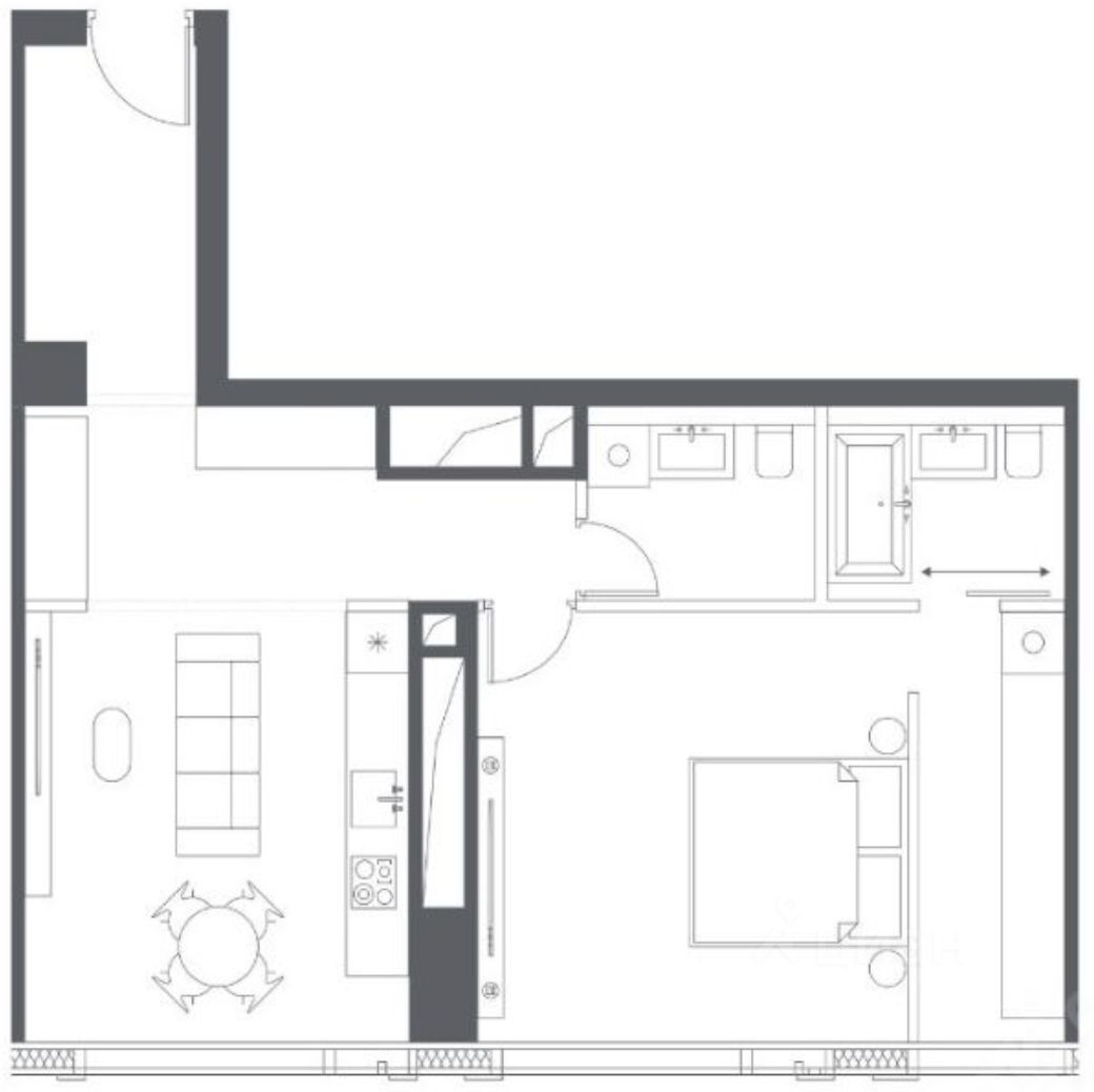 Апартаменты 62 м² — Capital Towers, River Tower, 35 этаж